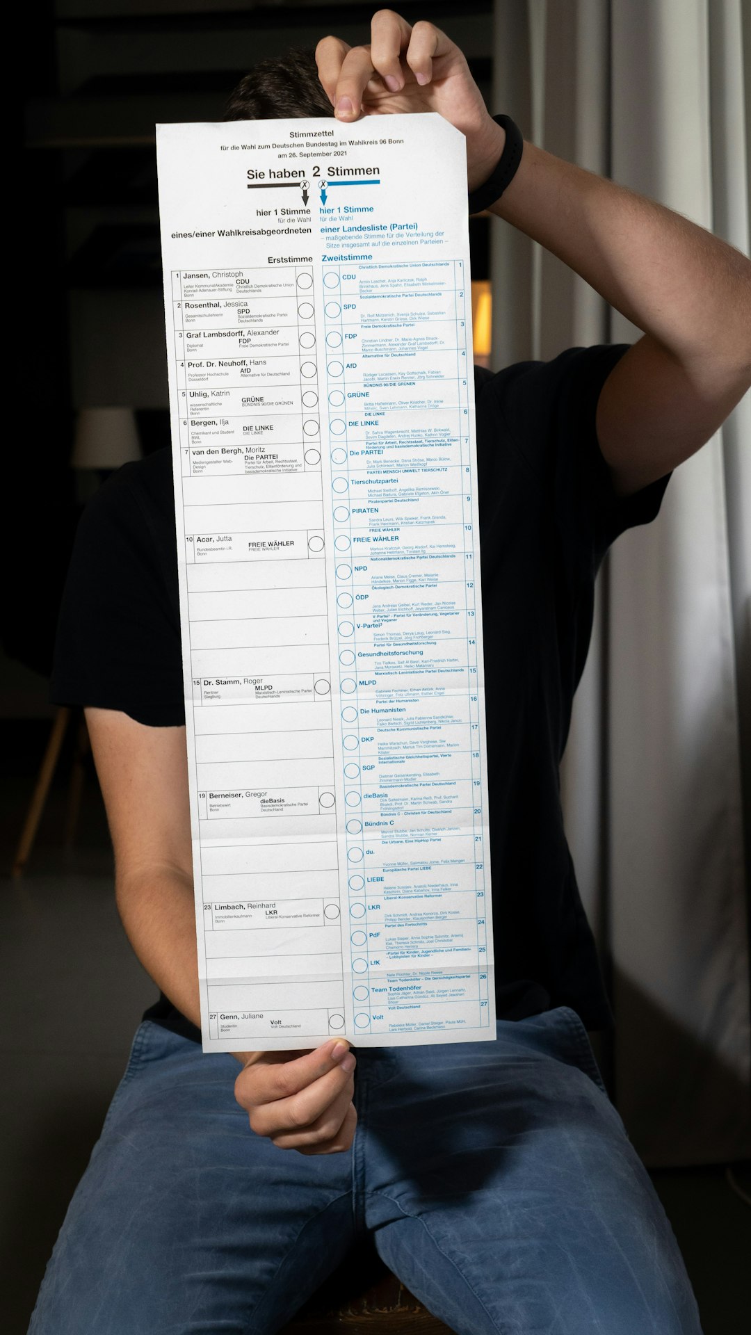 Bundestagswahl 2021, Germany: Our absentee / postal voting paper.
